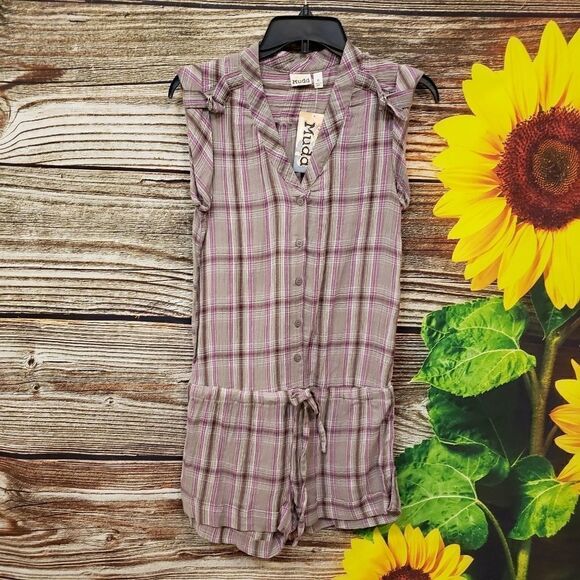 Mudd multicolored plaid romper medium NWT - Picture 1 of 9